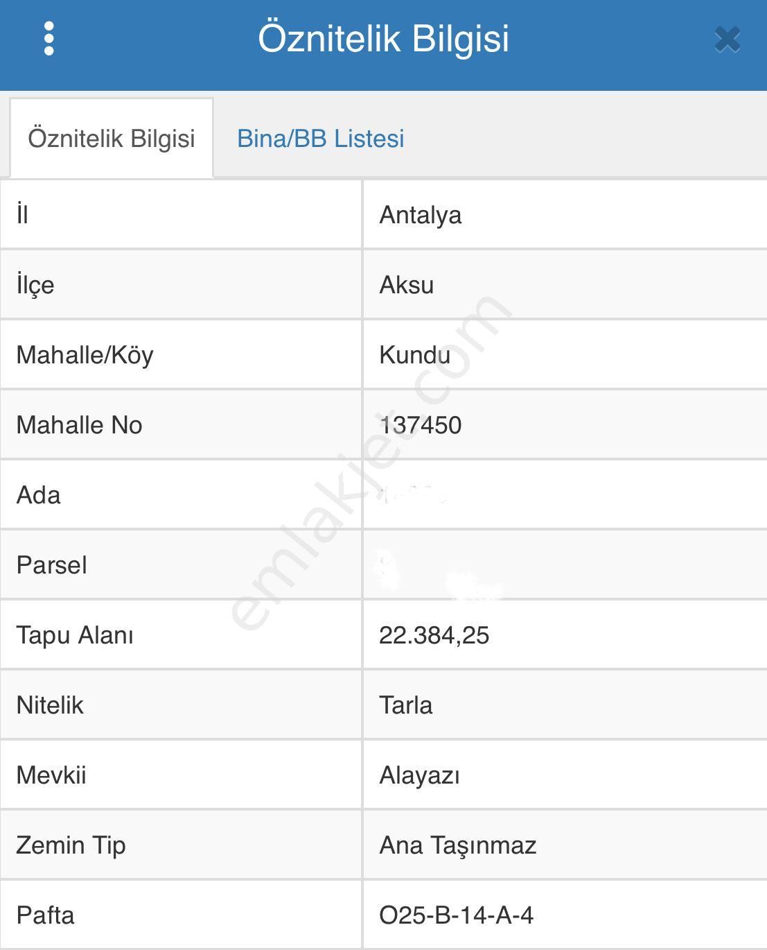 Aksu Kundu Satılık Tarla  KUNDUDA YOLU BULUNAN TEK HİSSE MÜSTAKİL 22 DÖNÜM TARLA