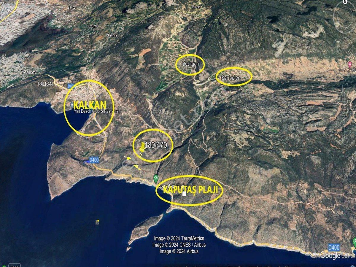 Kaş Bezirgan Satılık Tarla Kaş Bezirganda Satıılık Deniz Manzaralı Yatırımlık Arazi