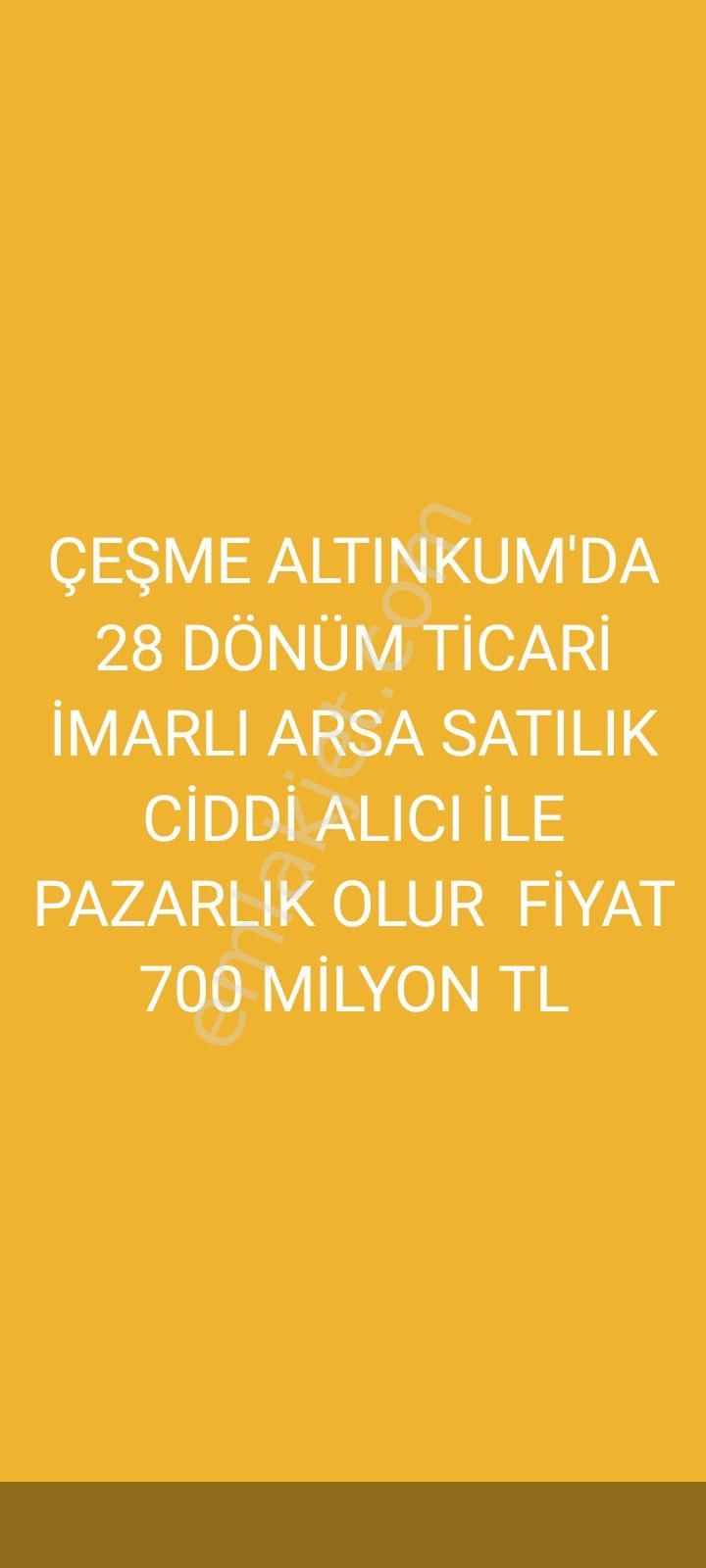 Çeşme Altınkum Satılık Ticari İmarlı ÇEŞME ALTINKUM'DA DENİZE 250 METRE MESAFEDE TİCARİ İMARLI ARSA