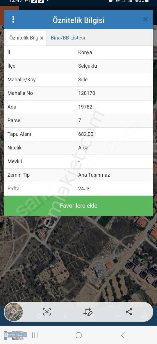 Selçuklu Sille Ak Satılık Konut İmarlı Bnyevim Emlaktan Sille Akmah 682 Metrekare Villa Arsası