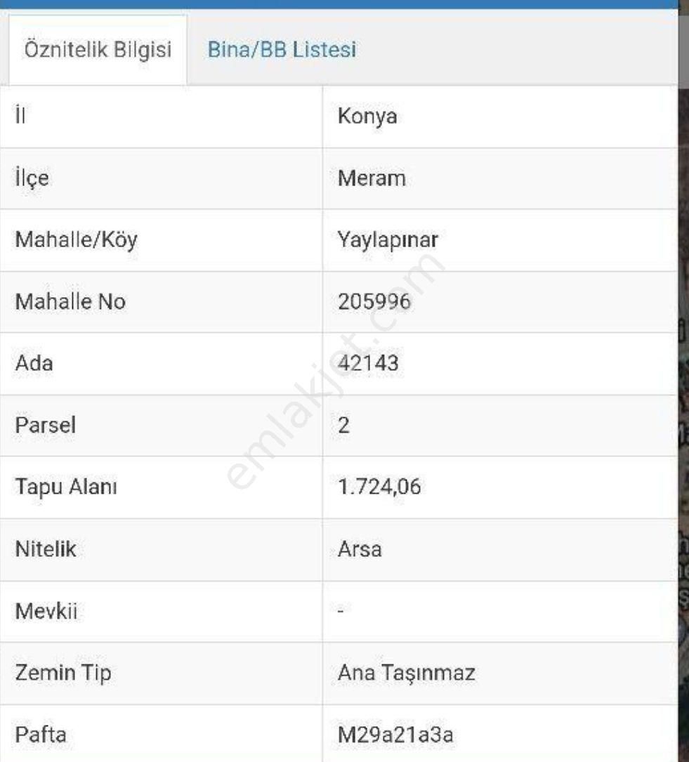 Karatay Karaaslandede Satılık Tarla MERAM YAYLAPINAR MAHALLESİ DE 1724M2 YATIRIMA,ALSATA UYGUN ARSA