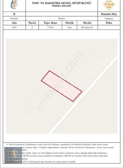 Kırşehir Merkez Kervansaray Satılık Konut İmarlı AŞIKPAŞA MAH. 775.M2.NEŞET ERTAŞ GÜZEL SANATLAR LİSESİNE YAKIN