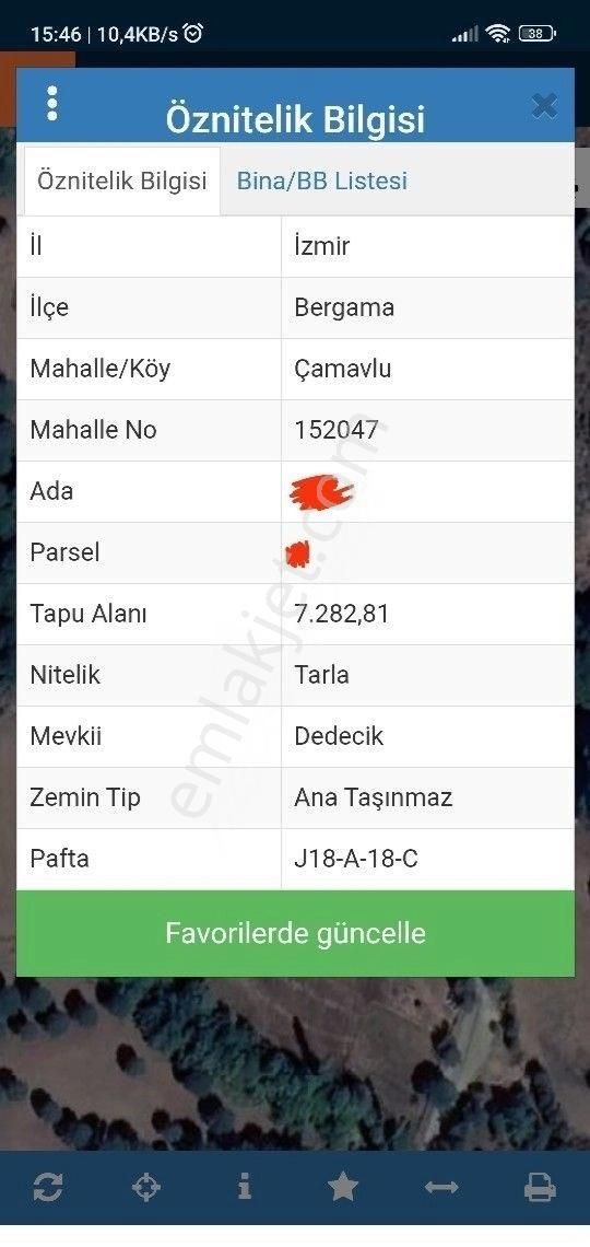 Bergama Çamavlu Satılık Tarla satılık tarla