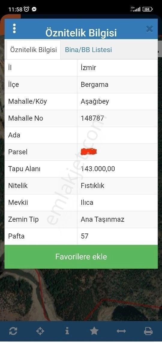 Bergama Aşağıbey Satılık Tarla satılık tarla