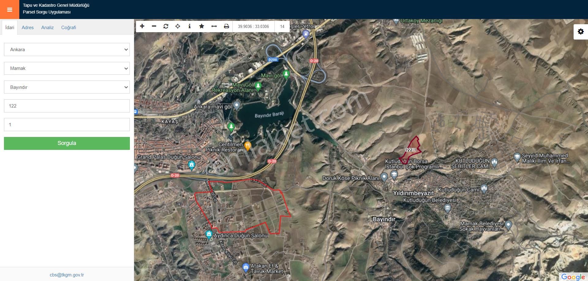 Mamak Bayındır Satılık Tarla Bayındır'da İmara Yakın 845 M2 Satılık Arsa Hissesi