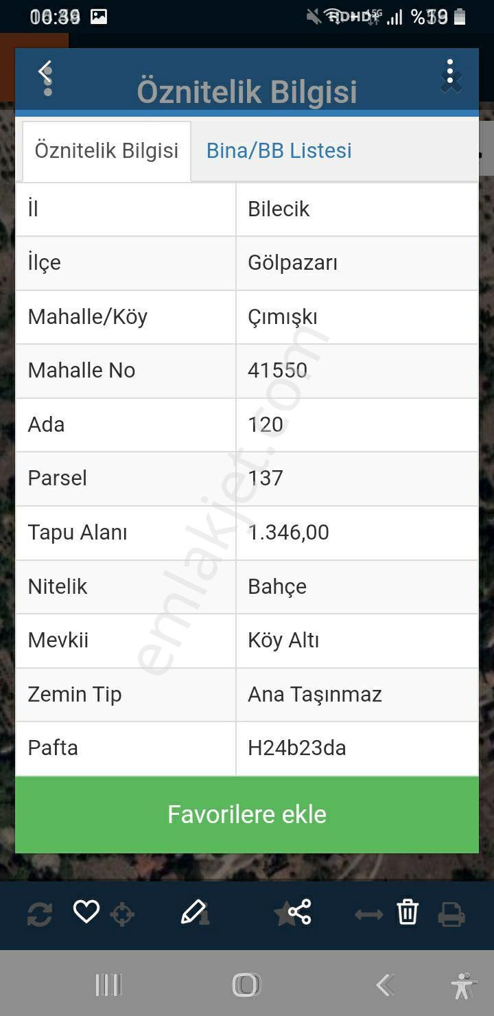 Gölpazarı Çımışkı Köyü Satılık Bağ & Bahçe Bilecik Gölpazarı Çımışkı Köyü 100/40 İmarlı Satılık Bahçe