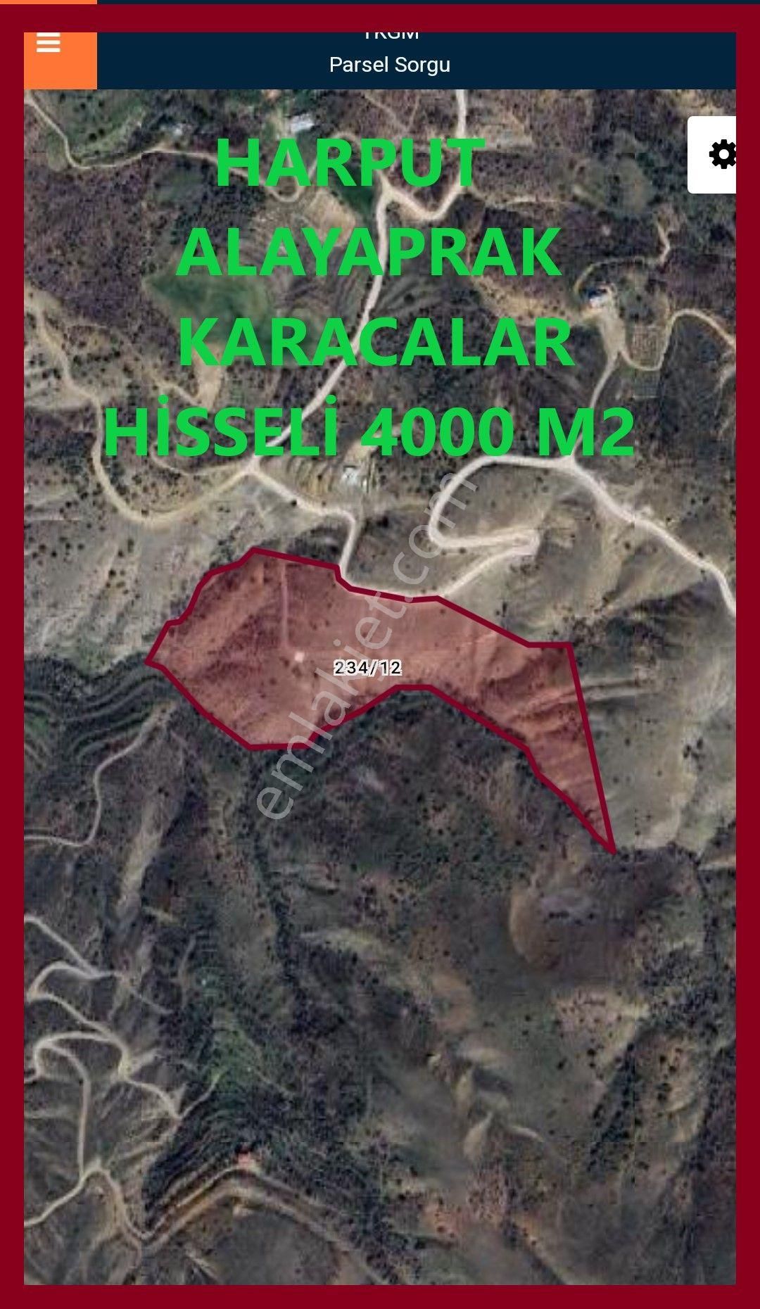 Elazığ Merkez Harput Satılık Tarla Alihan G.m. Den Harput Alayaprak Baraj Manzaralı *hisseli* Satılık Bahçe