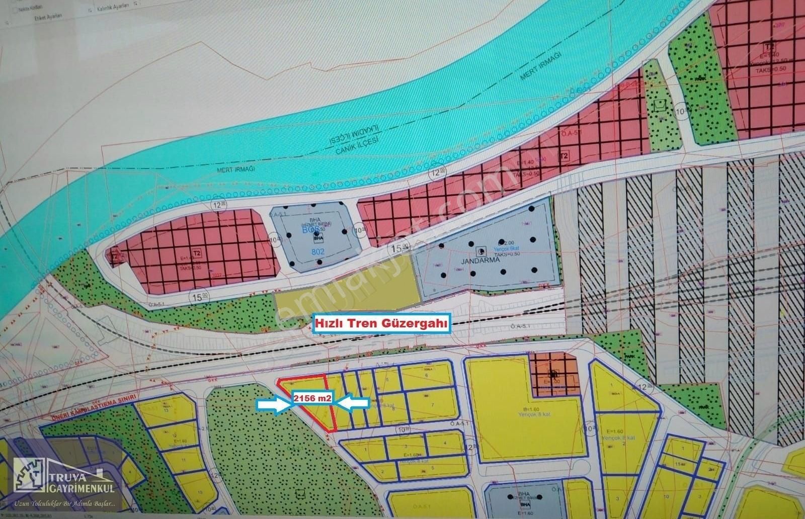 Canik Dereler Satılık Konut İmarlı Truva'dan Şehir Hastanesi Yakınında Satılık 2156m2 Arsa