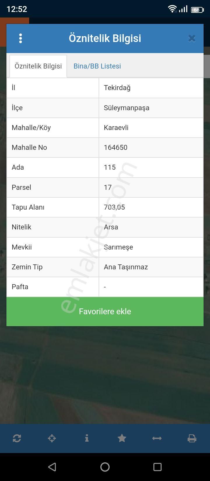 Süleymanpaşa Karaevli Satılık Konut İmarlı Tekirdağ Süleymanpaşa Karaevli mah.de 708 MT saytilik deniz manzareli arsa