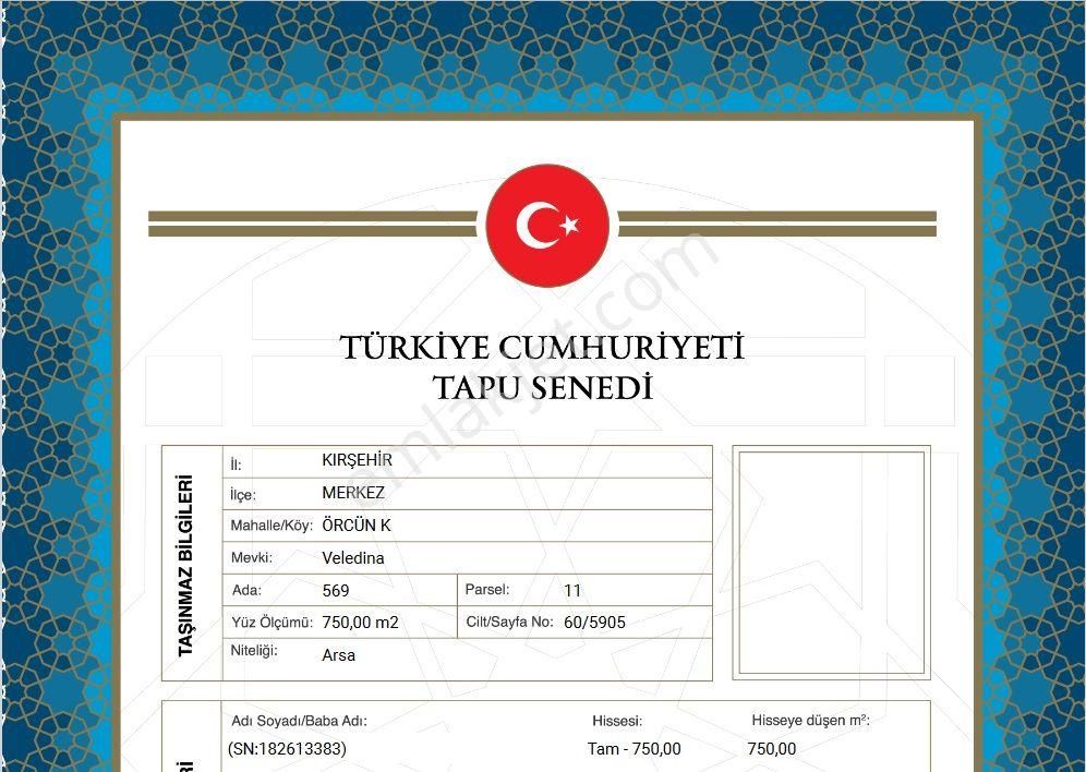 İmarli Tapulu 750 M2 Arsa