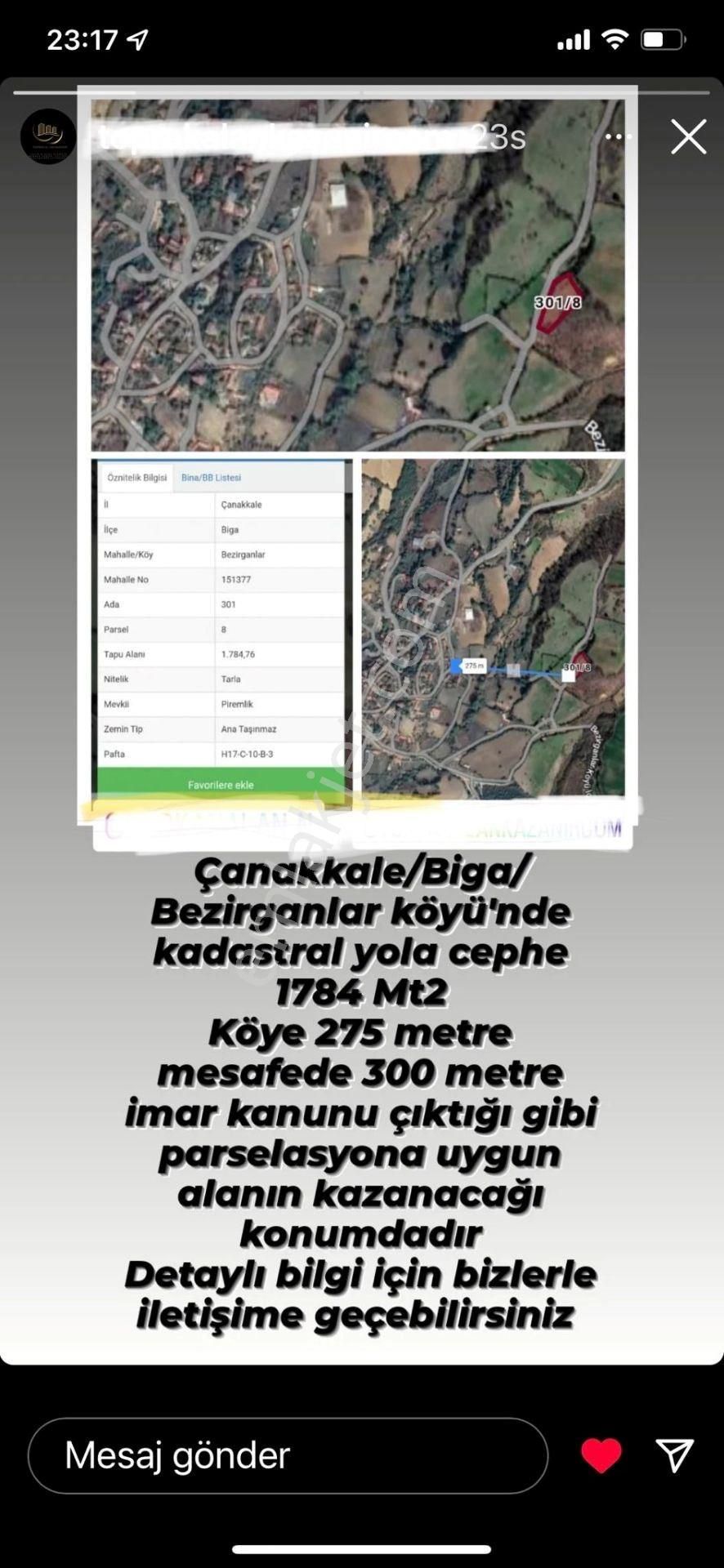 Biga Bezirganlar Köyü Satılık Tarla Biga Bezirganlar Köyünde Satılık Tarla