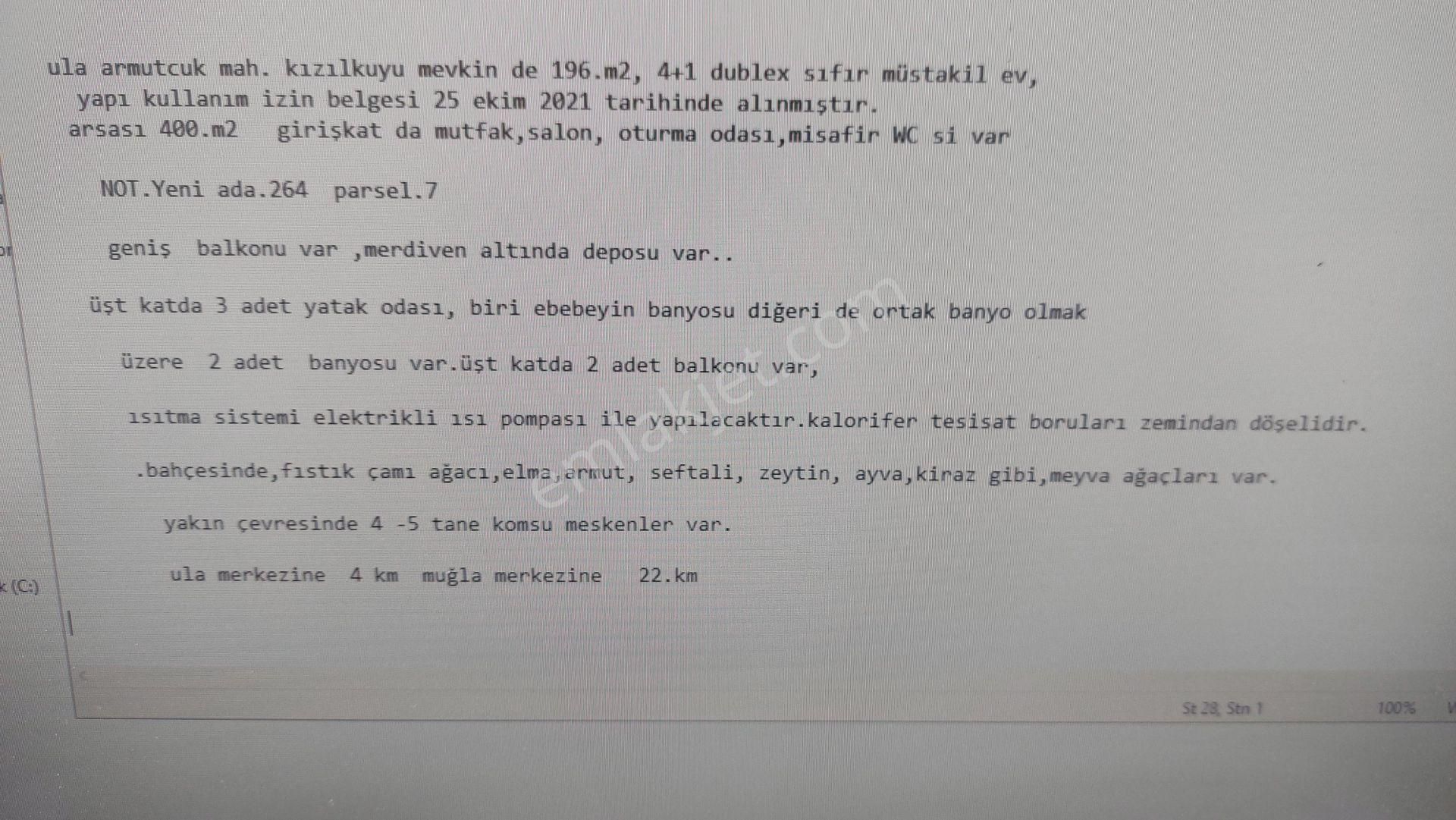 Muğla Ula Armutcuk.mah.de 4+1 Dublex Isı Pompalı Müstakil Ev - Görsel 26