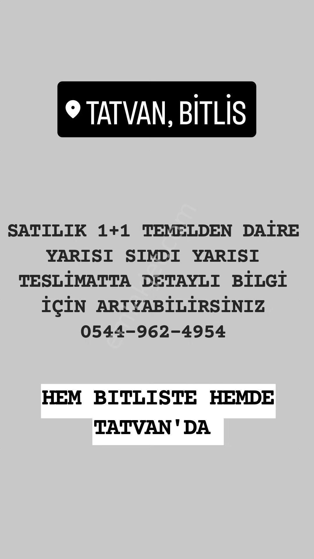 Bitlis Merkez Beş Minare Satılık Daire Satılık temelden 1+1 daire 