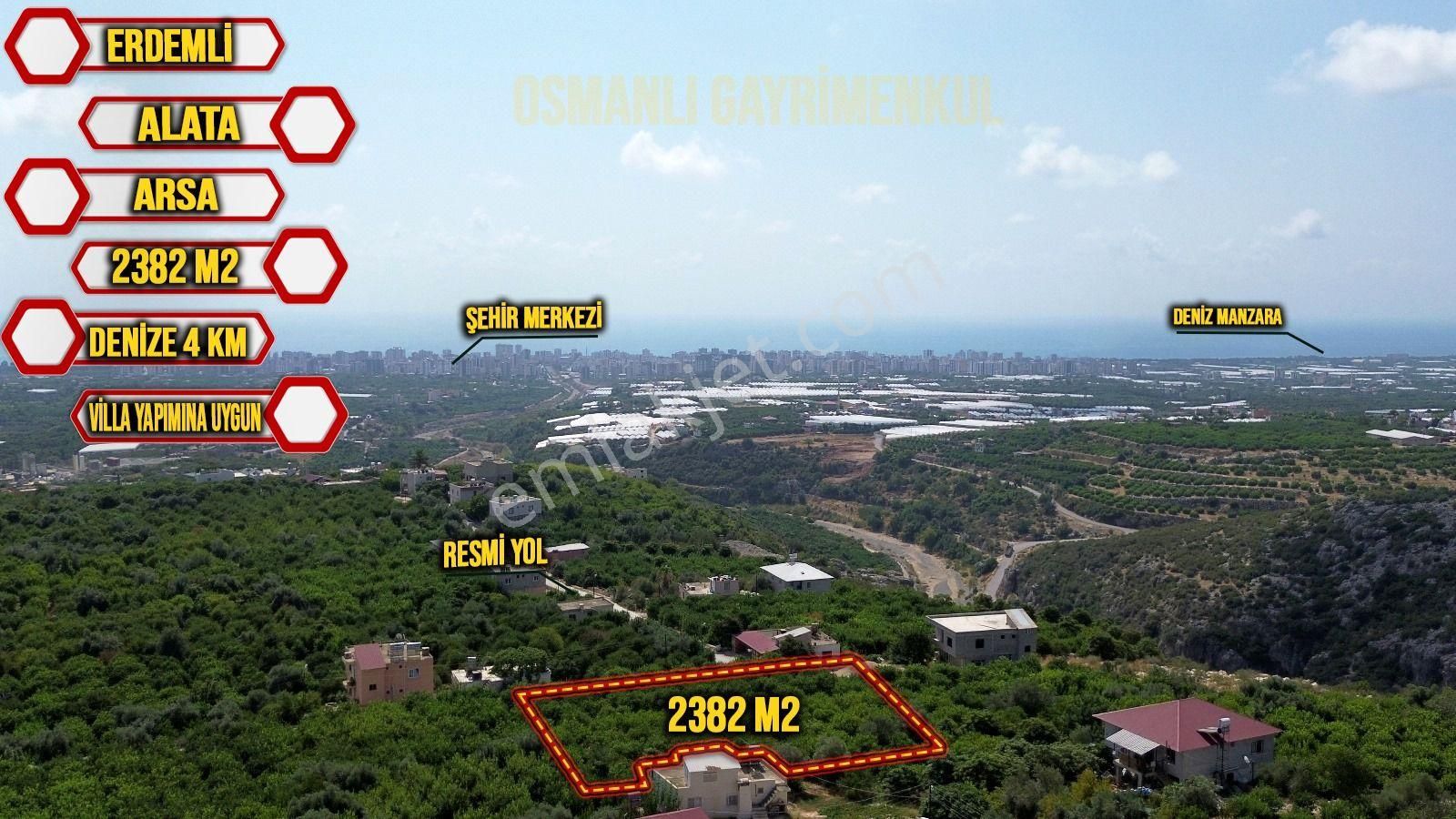 Erdemli Barbaros Satılık Konut İmarlı Erdemli Alata Deniz Manzaralı 2382 M2 Villa İmarlı Arsa