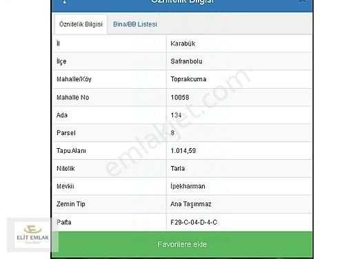 Safranbolu Toprakcuma Köyü (Merkez) Satılık Tarla KARABÜK SAFRANBOLU TOPRAKCUMA DA SATILIK FIRSAT TARLA