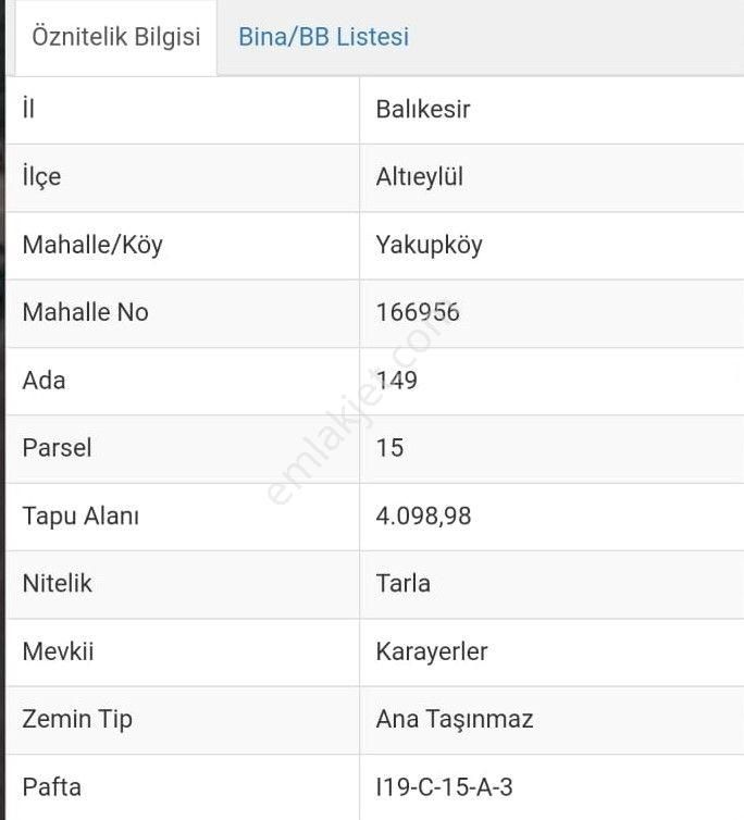 Altıeylül Yakupköy Satılık Tarla  BALIKESİR ALTIEYLÜL YAKUPKÖY MAHALLESİ 4.098M2 SATILIK TARLA