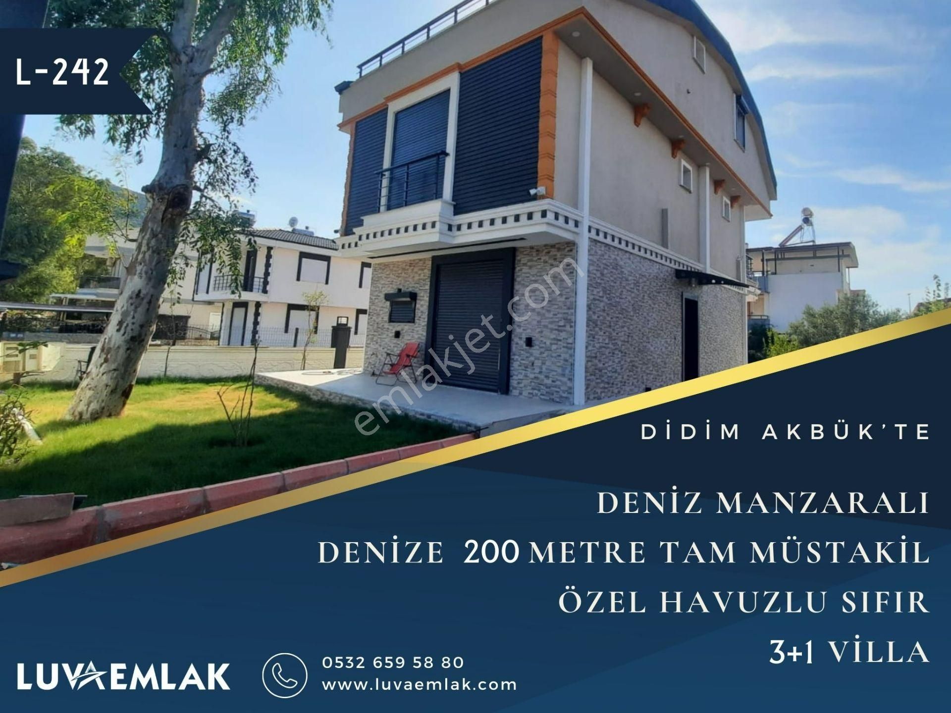 Didim Akbük Satılık Villa Didim Akbük’te Merkezi Konumda Deniz Manzaralı Havuzlu 3+1 Sıfır Villa