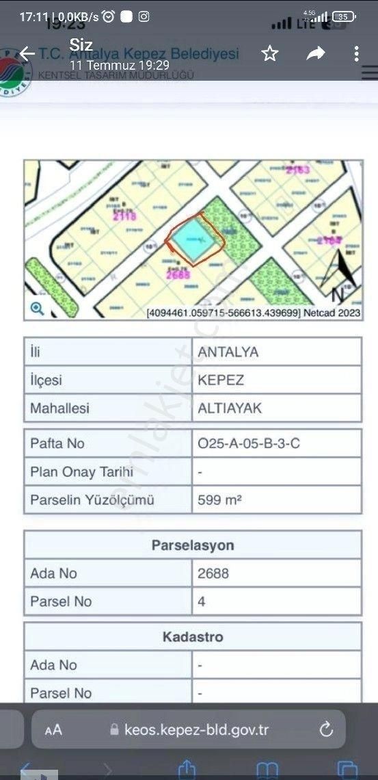 Kepez Altıayak Satılık Konut İmarlı Antalya Satılık İmarlı Arsa