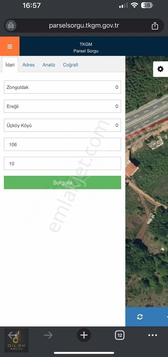 Ereğli Üçköy Köyü Satılık Tarla ÜÇKÖYDE ZONGULDAK YOLU ÜSTÜ SATILIK 1700 m2 EV YAPIMINA UYGUN