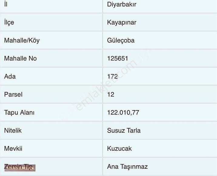 Kayapınar Güleçoba Satılık Tarla ^^ARAS EMLAKTAN SATILIKTIR^^GÜLEÇOBA 172/12 DE UYGUN ARSA