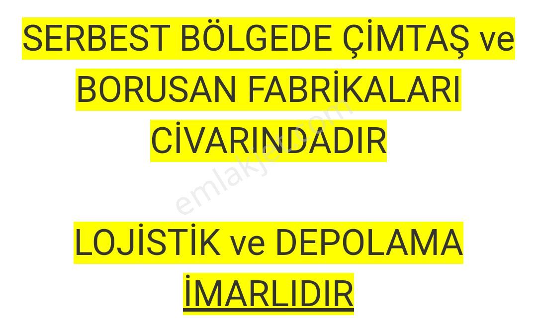 Bursa Gemlik Serbest Bölge Depolama Alanında Satılık Arsa