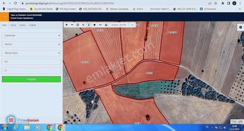 Çanakkale Merkez Gökçalı Köyü Satılık Tarla MERKEZ GÖKÇALI KÖYÜNDE YOLU OLAN 13.500 M2 SATILIK ARAZİ