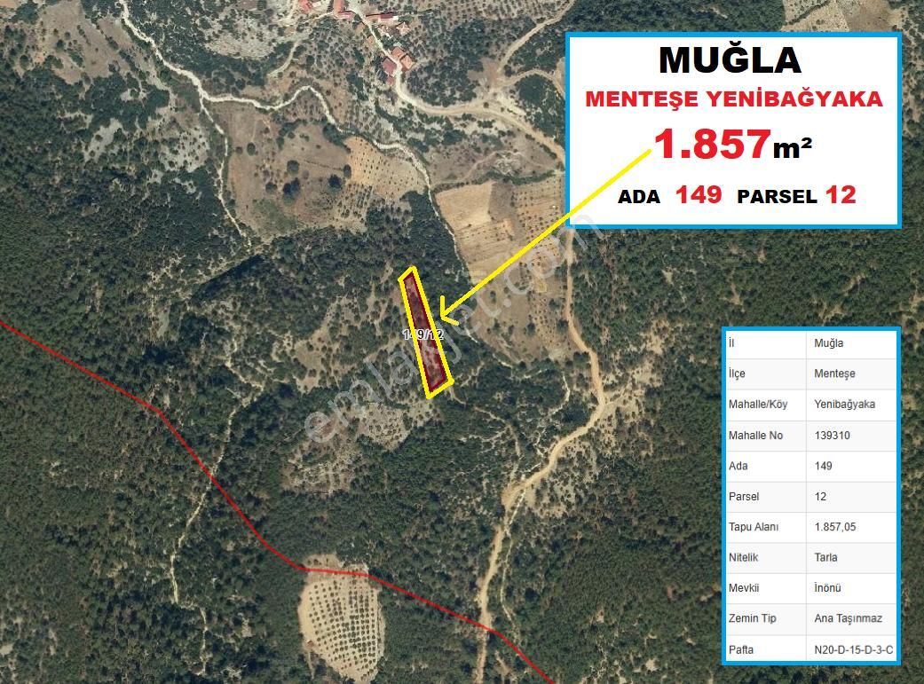 Menteşe Yenibağyaka Satılık Tarla Muğla Menteşe Yenibağyaka 1.857 M2 Avantajlı Arazi