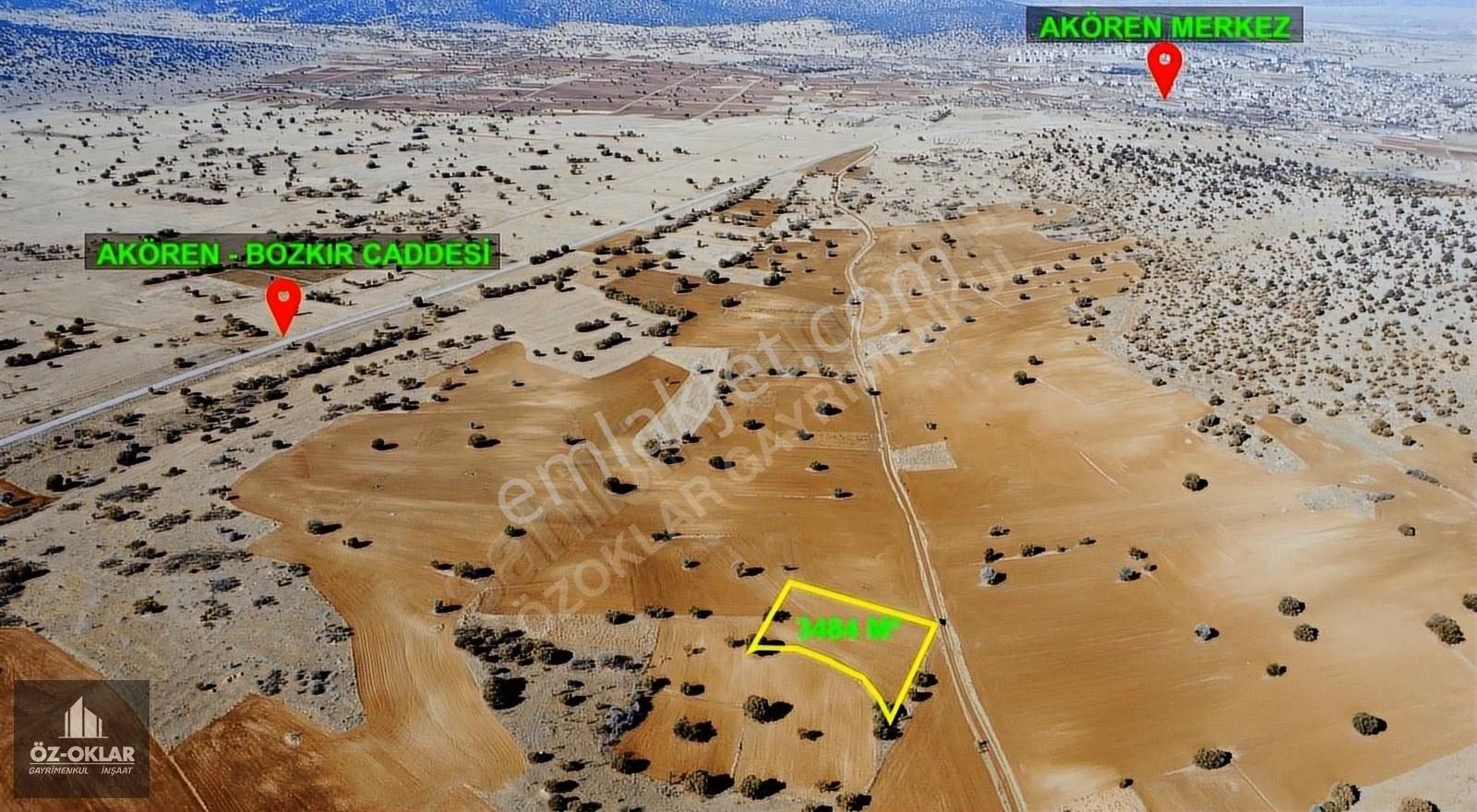 Akören Hacılar Satılık Tarla Özoklardan Müstakil Tapulu Resmi Yolu Mevcut 3484 M² Yer