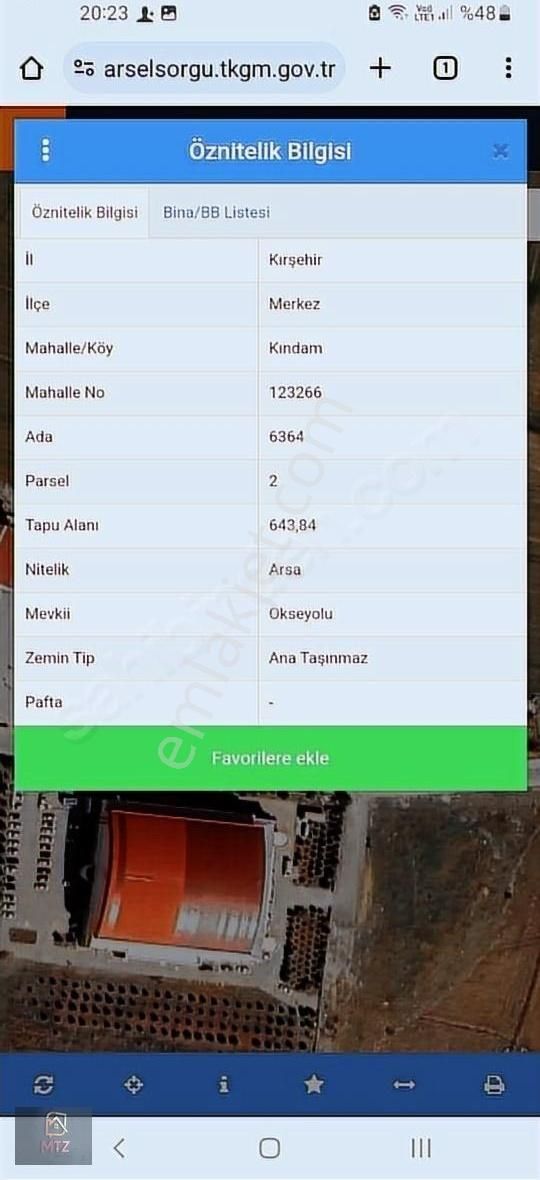 Kırşehir Merkez Kındam Satılık Konut İmarlı MTZ EMLAKTAN KINDAM MH.643 M2 SATILIK İMARLI ARSA