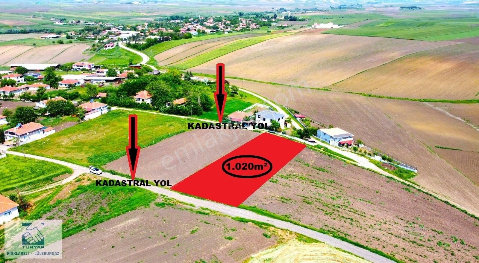 Lüleburgaz Sarıcaali Köyü Satılık Villa İmarlı TURYAP'TAN LÜLEBURGAZ SARICAALİ KÖYÜ'NDE 1.020m² SATILIK ARSA