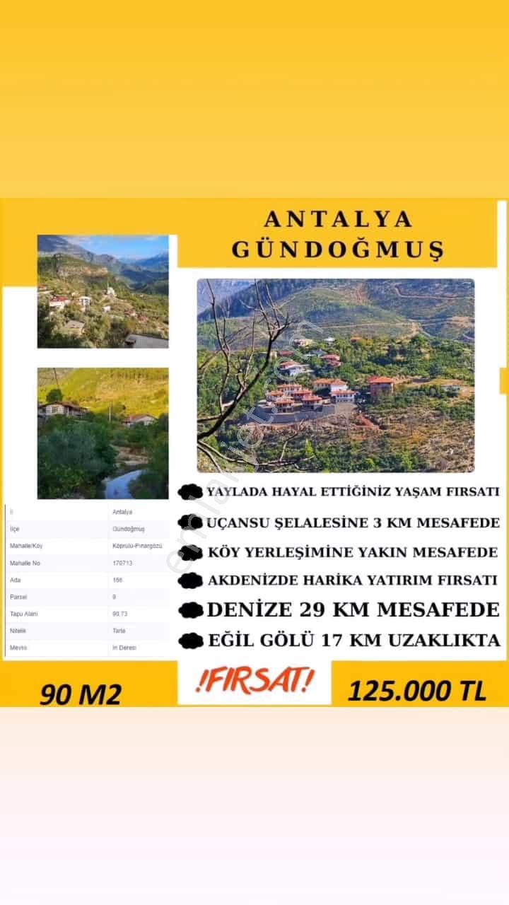 Gündoğmuş Köprülü Satılık Tarla  BURSA FİRMAMIZDAN İL DIŞI YATIRIM FIRSATI!! ANTALYA'DA 90 M2