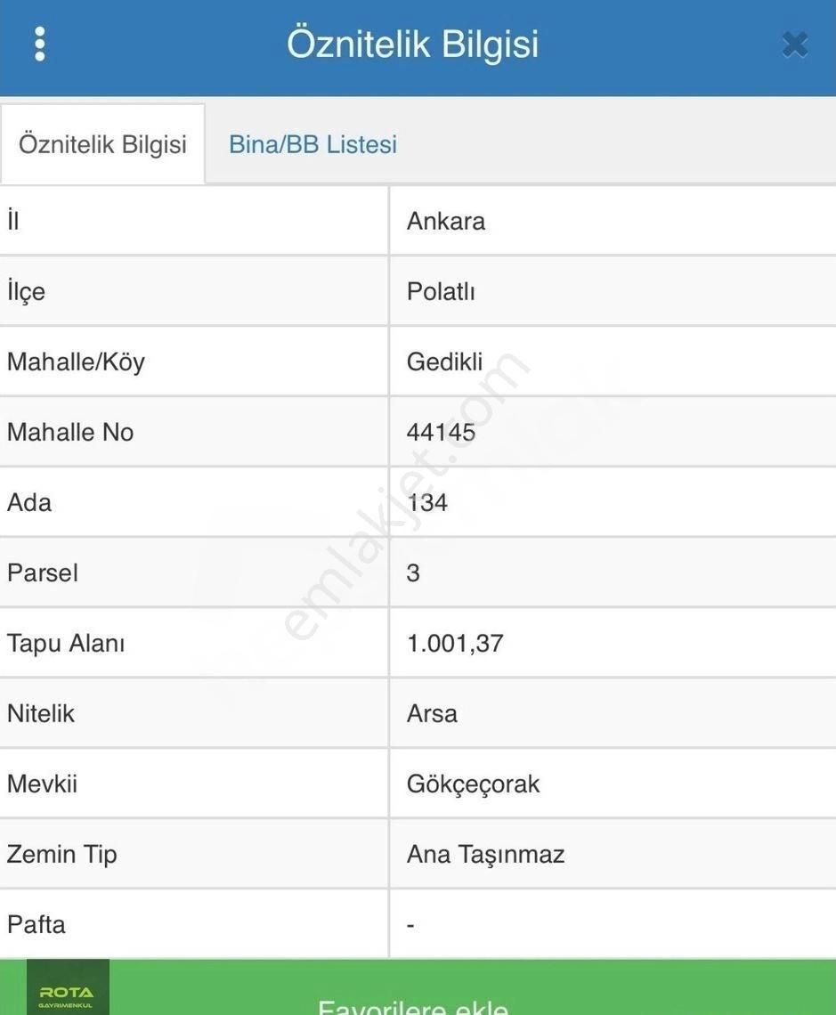 Polatlı Gedikli Satılık Konut İmarlı POLATLI GEDİKLİ DE 1001 M2 TEKTAPU İMARLI ARSA FIRSATI