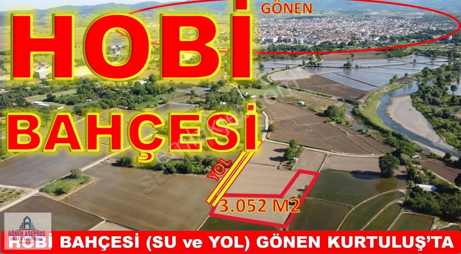 Gönen 100. Yıl Satılık Tarla 3.052 m2 Meyva & Hobi Bahçesi Gönen Kurtuluş Mahallesinde Su Var