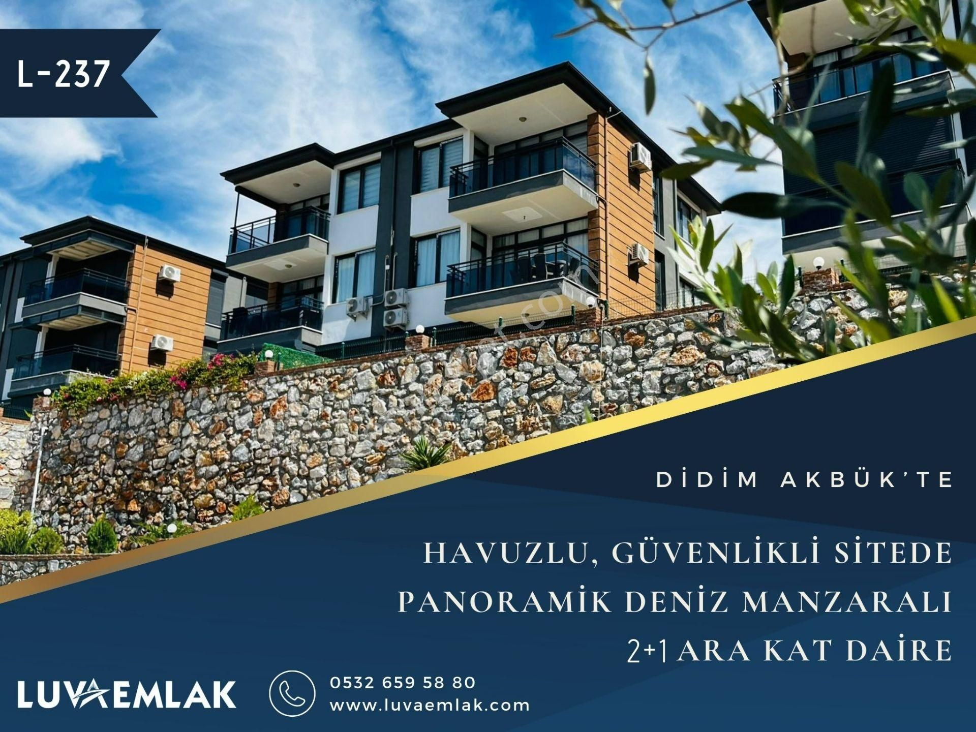 Didim Akbük Satılık Daire Didim Akbük’te Havuzlu Site İçinde Deniz Manzaralı 2+1 Ara Kat Daire