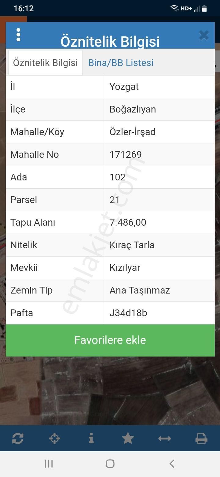 Boğazlıyan Özler Köyü (İrşad) Satılık Tarla Mimari GAYRİMENKUL DEN YOZGAT BOĞAZLIYAN ÖZLER-İRŞAD MAH.SATILIK 7486 m2 SATILIK TARLA 