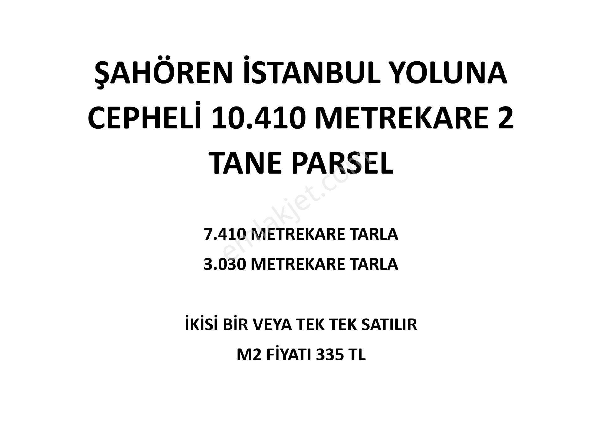 Kadınhanı Şahören Satılık Tarla  ŞAHÖREN İSTANBUL YOLUNA CEPHELİ 10.410 METREKARE 2 TANE PARSEL TEK TEK SATILIR M2 335 TL ACİL SATIŞ