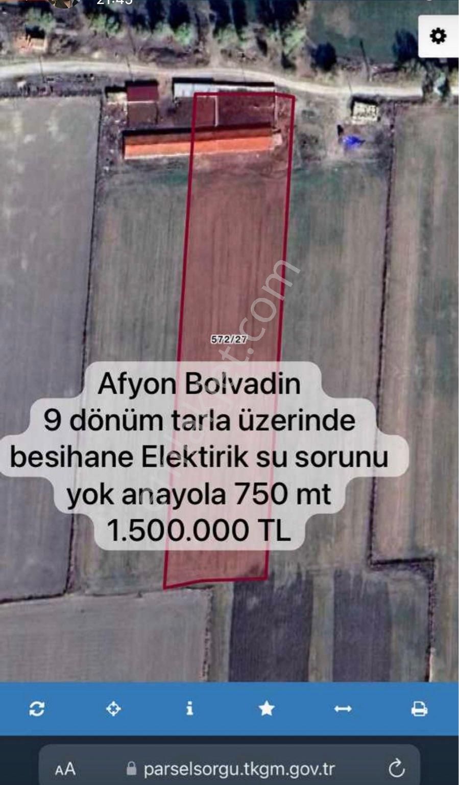 Bolvadin Selçuklu Satılık Tarla Bolvadinde Yatırıma uygun Besihane ve Tarlalar