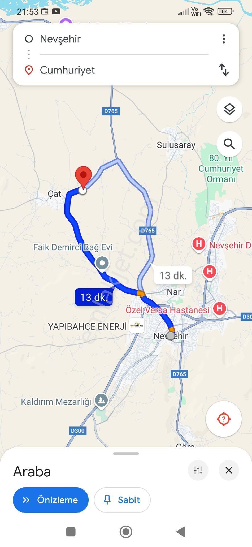 Nevşehir Merkez Nar Bld. (Yeni) Satılık Tarla Çat kasabasında Patates Ambar Yapımına Uygun Tarla 