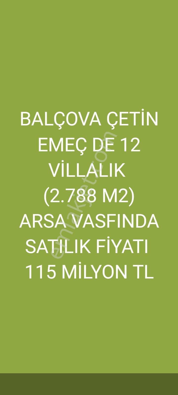 Balçova Çetin Emeç Satılık Villa İmarlı BALÇOVA ÇETİN EMEÇ'TE VİLLA İMARLI ARSA SATILIK