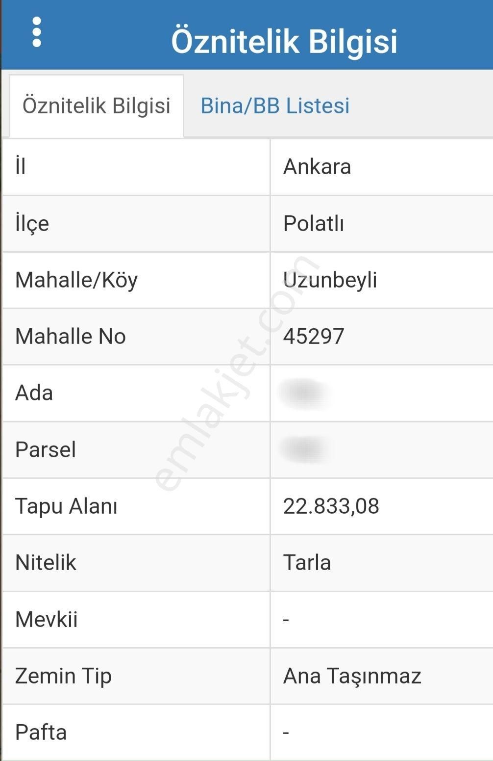 Polatlı Uzunbey Satılık Tarla Polatlı Uzunbeyde 22.833mk. Tek Tapu Sulanabilir Tarla