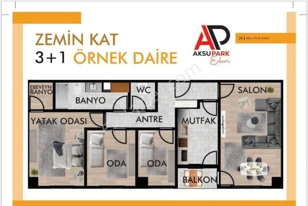 Akyazı Vakıf Satılık Daire SULTANBEYLİ-AKSU PARK EVLERİ -PROJEDEN 60 AY VADE FIRSATLI 2+1SATILIK DAİRE EBEVEYN BANYOLU