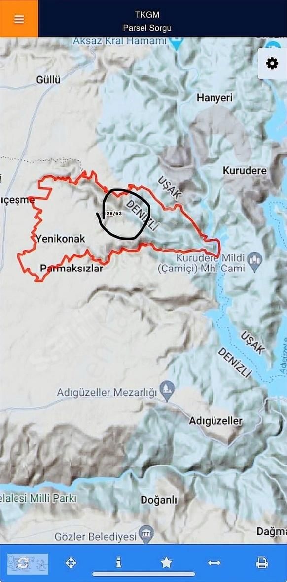 Güney Yenikonak Satılık Tarla Denzili Güney Yenikonak 4.700 M2 Tek Tapu Doğa İçinde Fırsat