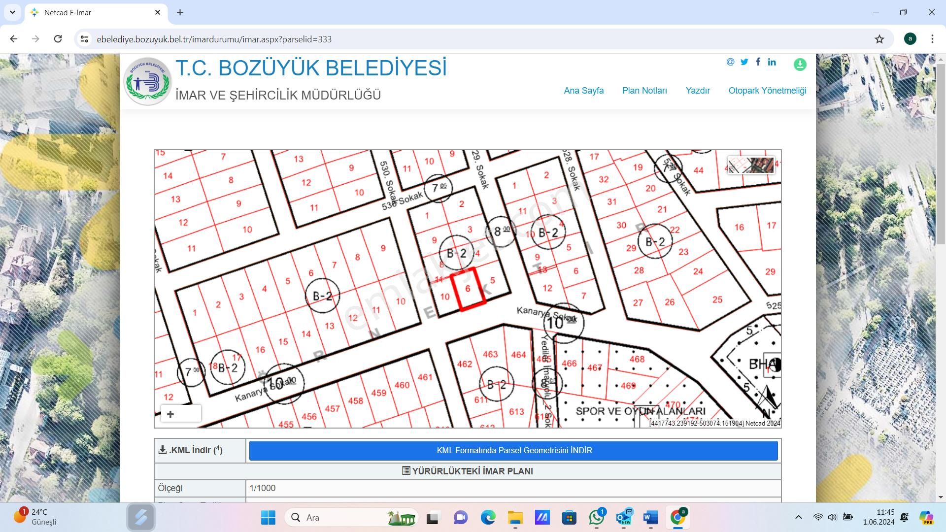 Bozüyük Yediler Satılık Konut İmarlı  BİLECİK BOZÜYÜK YEDİLER MAH. KANARYA CADDESİNDE  SATILIK ARSA