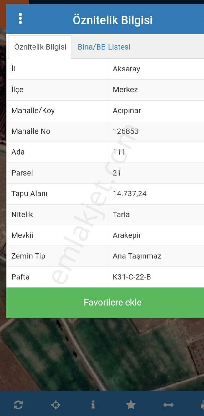 Aksaray Merkez Acıpınar Köyü (Bahçelievler) Satılık Tarla AKSARAY ACIPINAR SATILIK YARLA