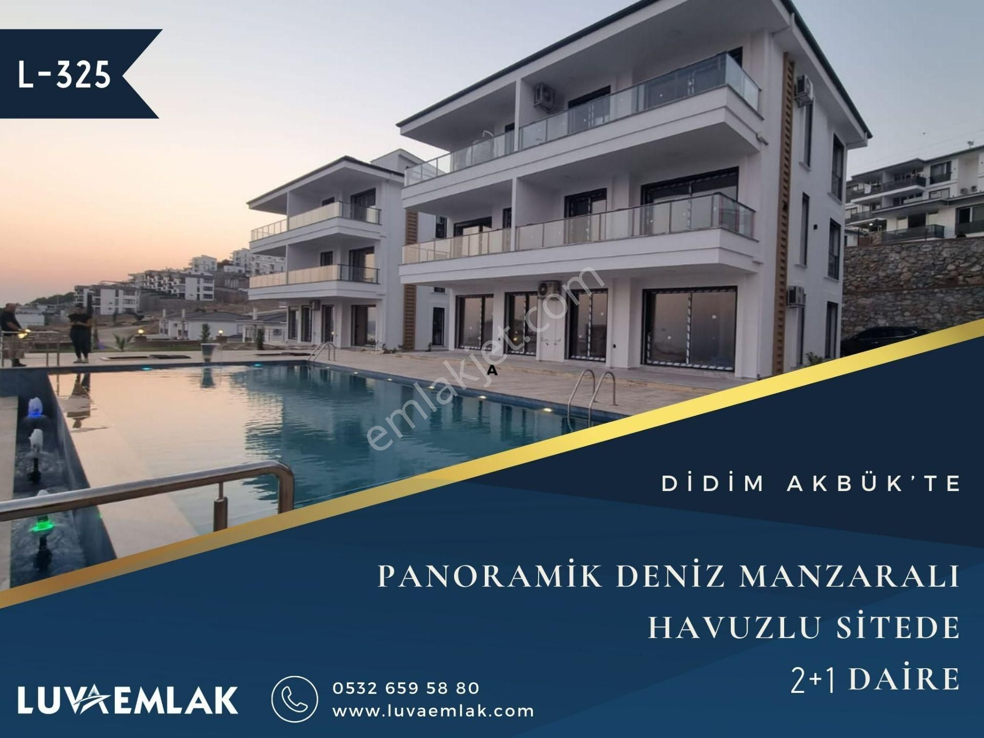 Didim Akbük Kiralık Daire  DİDİM AKBÜK’TE PANORAMİK DENİZ MANZARALI HAVUZLU SİTEDE 2+1 KİRALIK DAİRE