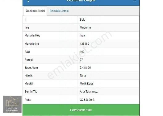 Mudurnu Ilıca Köyü Satılık Tarla TAŞKESTİ ILICA KÖYÜNDE 6507 m2 3 PARSEL SATILIK TARLA