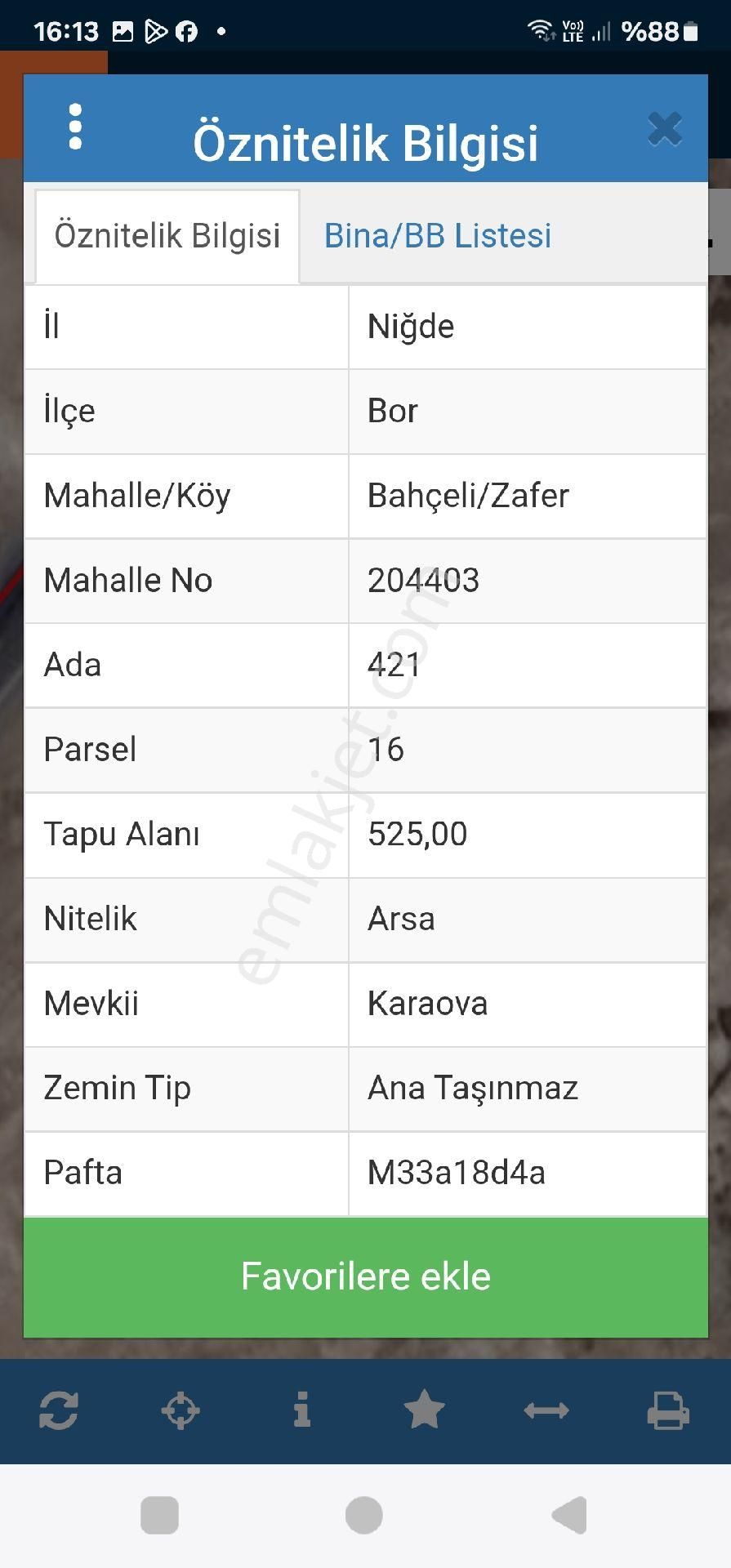 Bor Bahçeli Bld. (Zafer) Satılık Muhtelif Arsa Bor gazozu yanında satılık 2 adet imarlı ticari arsalar