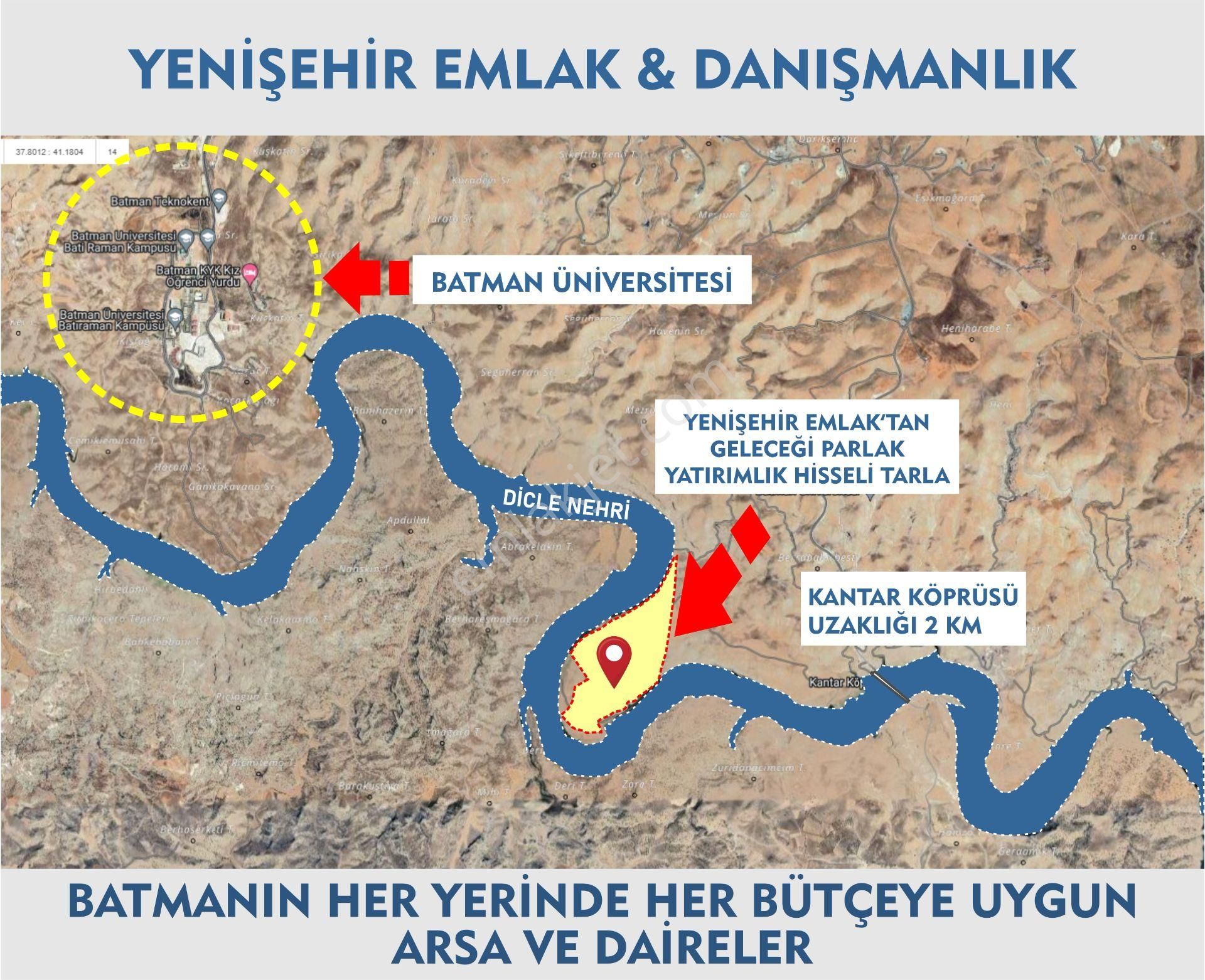 Batman Merkez Çayüstü Köyü (Salkımlı) Satılık Tarla  YENİŞEHİR EMLAK'TAN SATILIK YATIRIMLIK HİSSELİ TARLA