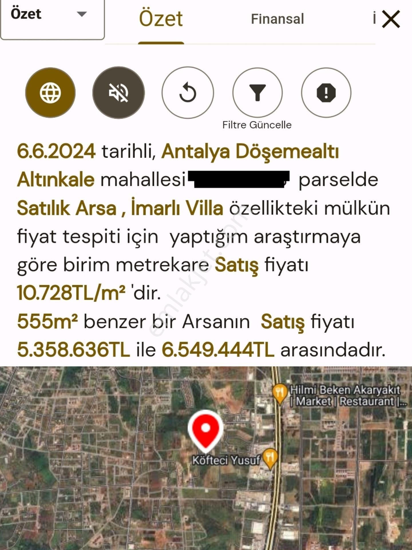 Döşemealtı Altınkale Satılık Villa İmarlı ARSAYI KAÇIRAN ÜZÜLÜR 550 m2