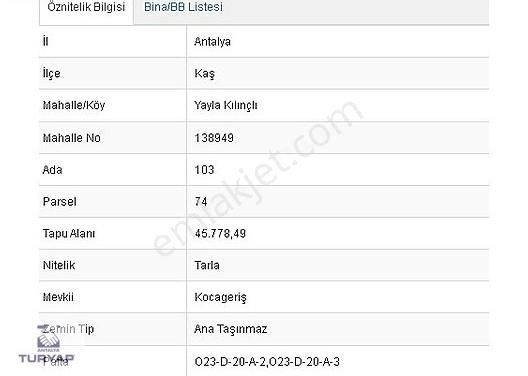 Kaş Yaylakılınçlı Satılık Tarla KAŞ YAYLA KILINÇLI DA SATILIK YATIRIMLIK TARLA